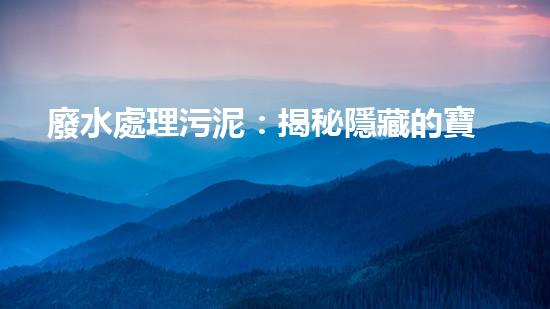 廢水處理污泥：揭秘隱藏的寶藏，你知道其中有什么驚人成分嗎？